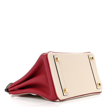 Hermes Togo Horseshoe Birkin 25 Craie Rouge Grenat 4 of 11