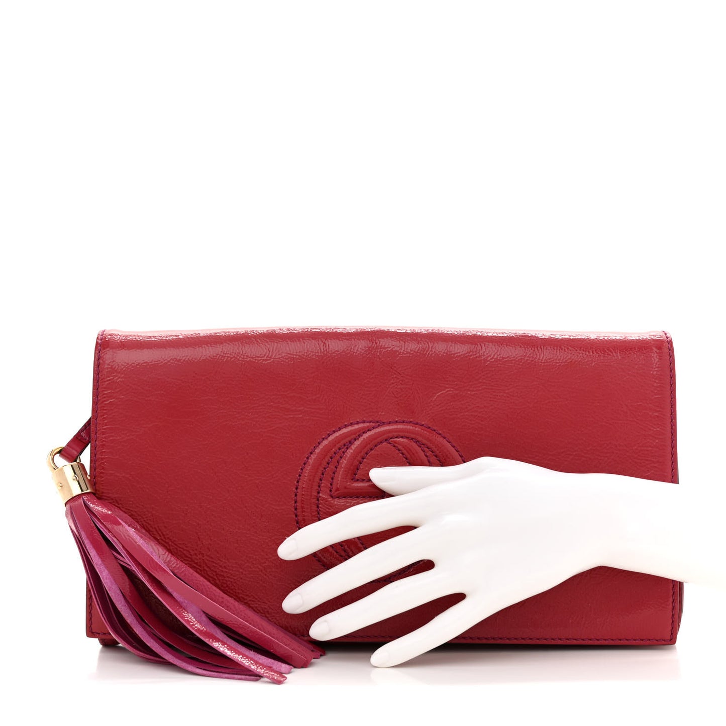 Soft Patent Medium Soho Clutch Fuchsia