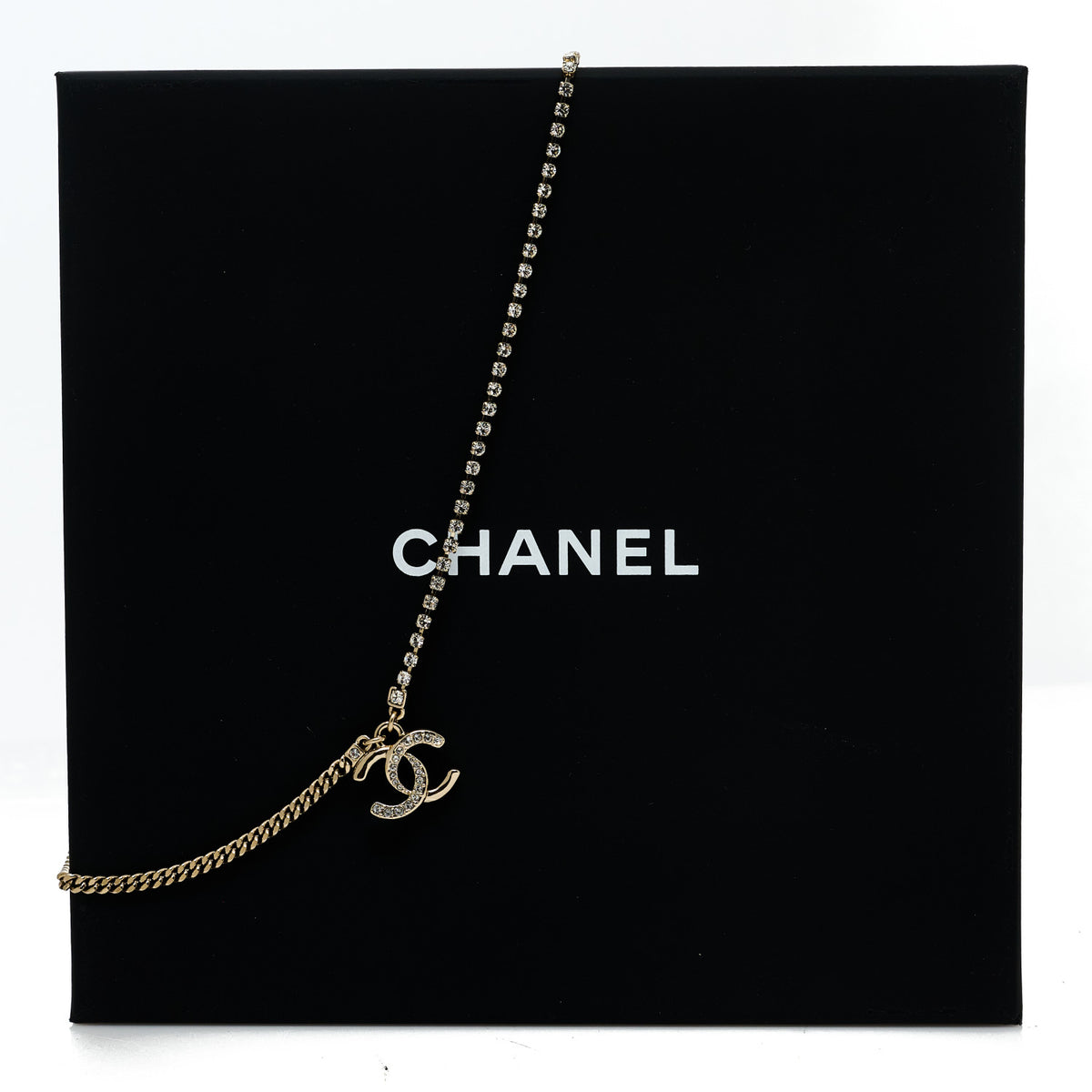 Crystal CC Pendant Necklace Gold