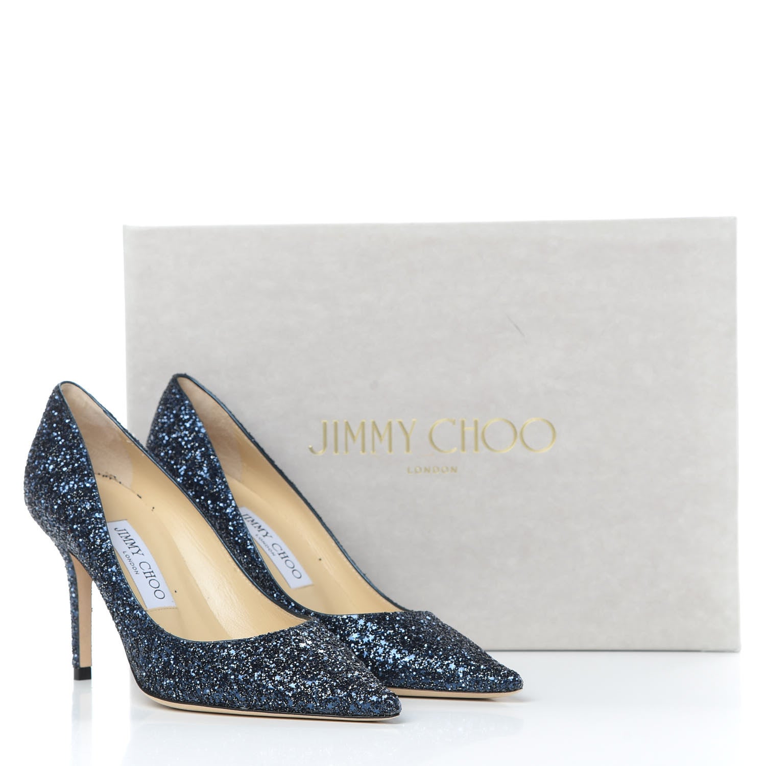 Jimmy Choo Coarse Glitter Fabric Agnes 85 Pumps 36 Navy 8 of 8