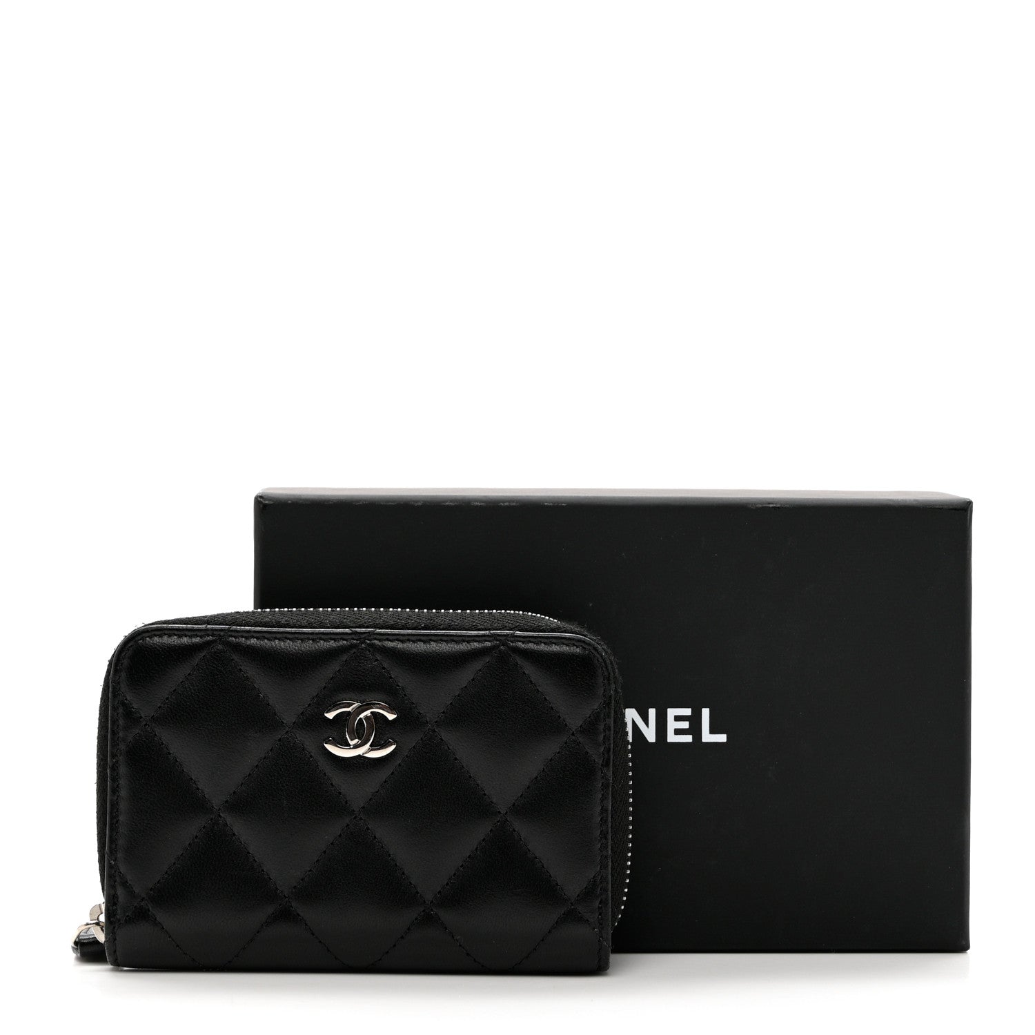 Chanel Lambskin Quilted Zip Coin Purse Black 8 of 8