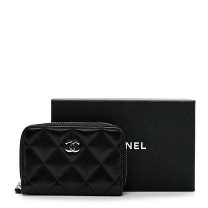 Chanel Lambskin Quilted Zip Coin Purse Black 8 of 8
