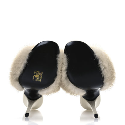Saint Laurent Mink Calfskin Roy Mule Sandals 39 Cream 14 of 23