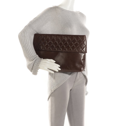 Chanel Lambskin Quilted Clutch Dark Brown 2 of 9
