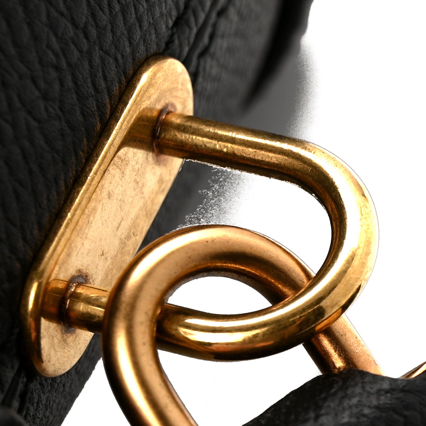 Signature Grained Calfskin Logo S Ville Top Handle Bag Black
