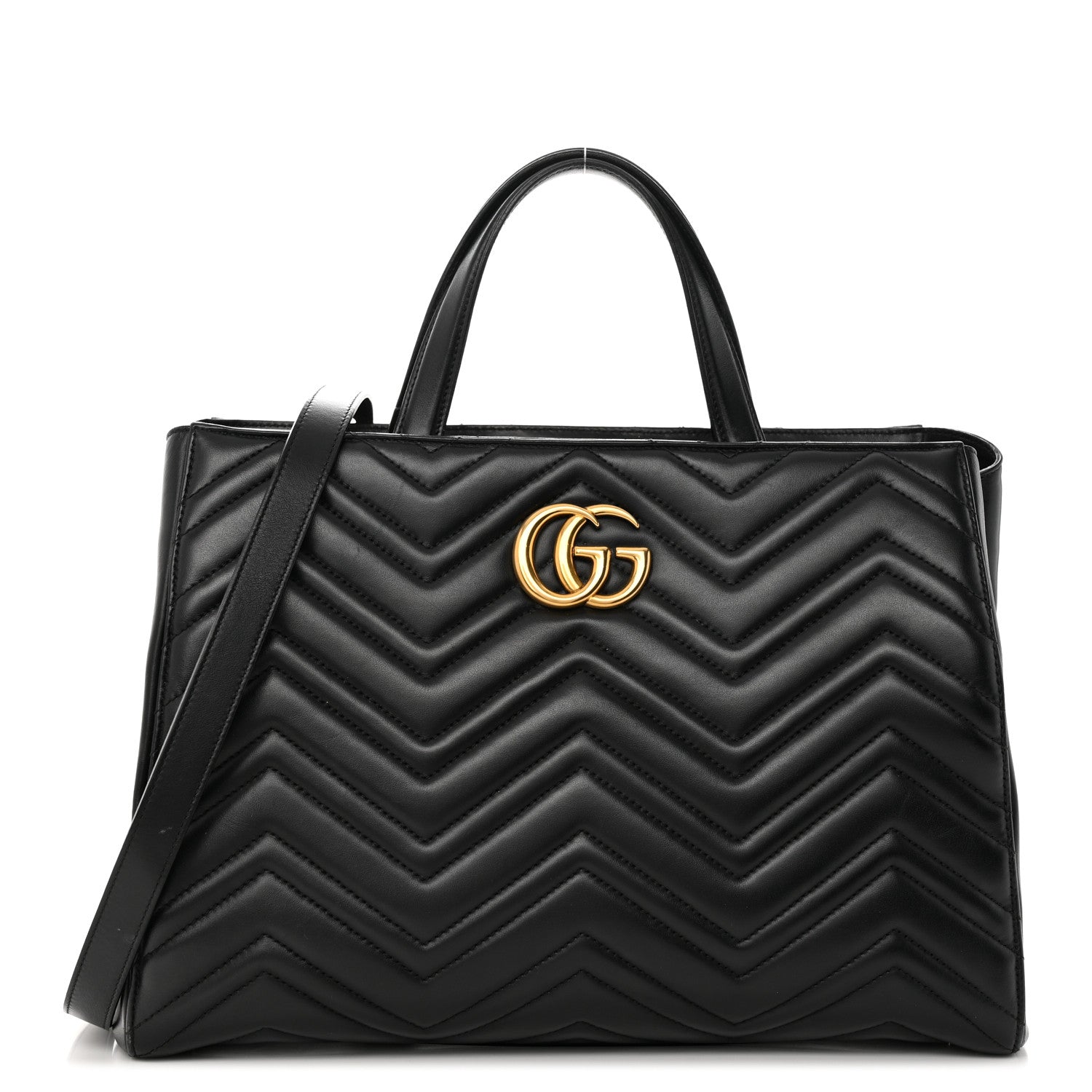 Gucci Calfskin Matelasse Medium GG Marmont Tote Black 1 of 24