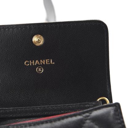 Chanel Shiny Goatskin Quilted 19 Flap Coin Purse With Chain Black 8 of 11