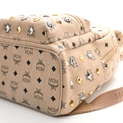 MCM Visetos Small Side Stud Stark Backpack Beige 9 of 9