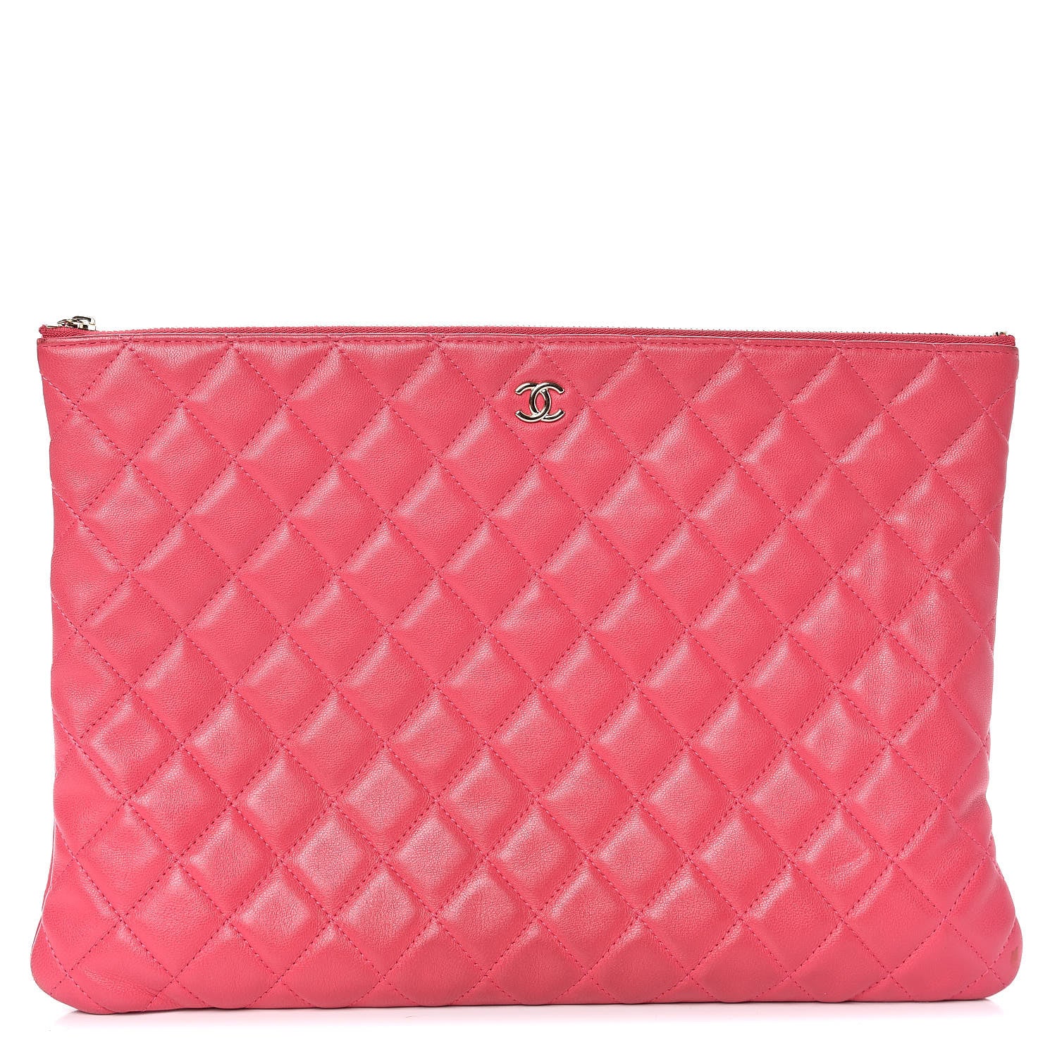 Chanel Lambskin Quilted Large Cosmetic Case Dark Pink 1 of 14