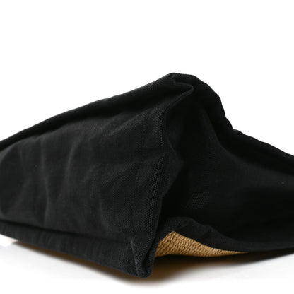 Saint Laurent Raffia Linen Calfskin Rive Gauche Tote Naturale Black 10 of 10