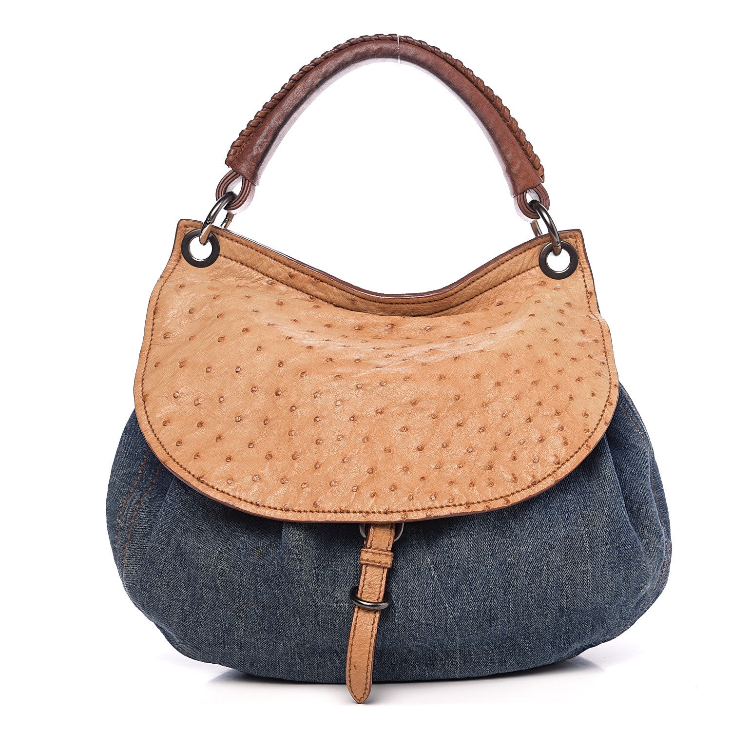 Miu Miu Ostrich Denim Hobo 1 of 10