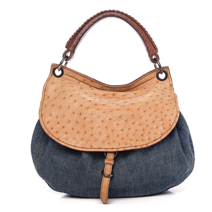 Miu Miu Ostrich Denim Hobo 1 of 10