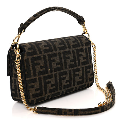 Fendi Fabric Jacquard FF 1974 Mini Baguette Tobacco Moro Black 3 of 11