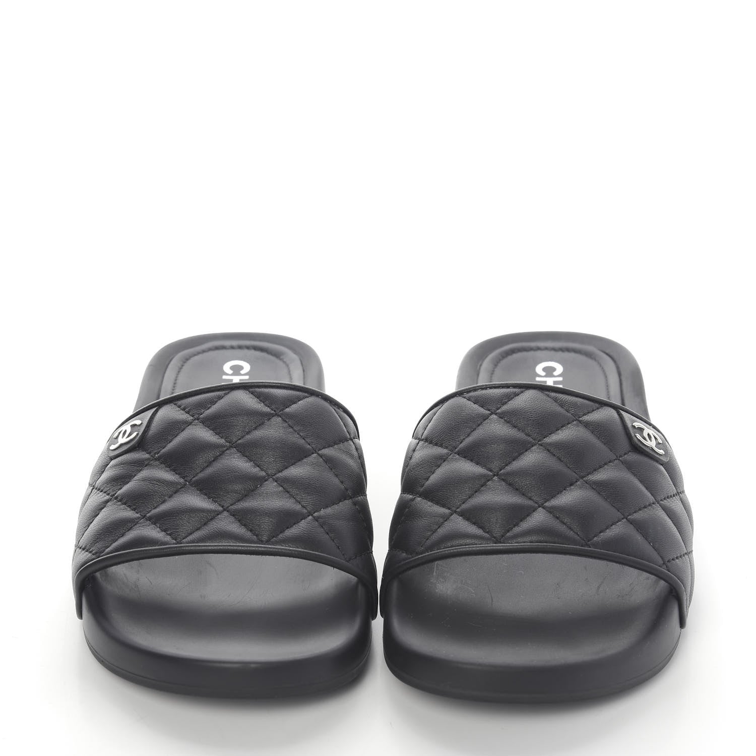 Chanel Lambskin Quilted CC Mules Sandals 39 Black 2 of 9