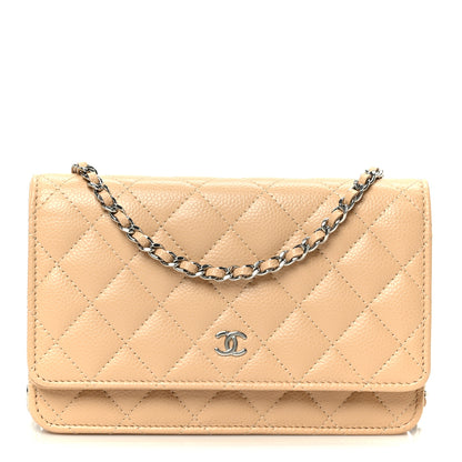 Chanel Caviar Quilted Wallet on Chain WOC Beige 1 of 11