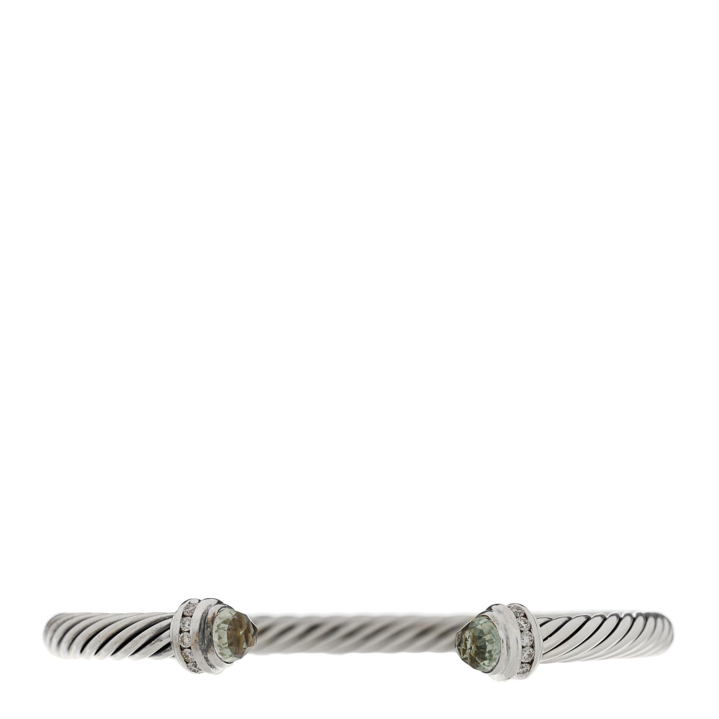 Sterling Silver Diamond Prasiolite 5mm Cable Classics Princess Bracelet