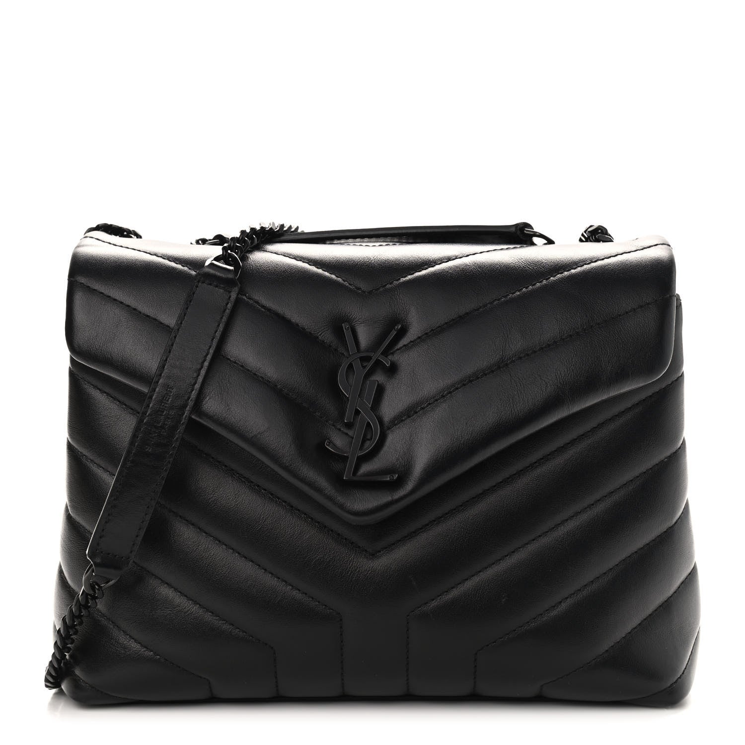 Saint Laurent Calfskin Y Quilted Monogram Small Loulou Chain Satchel Black 1 of 10