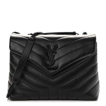 Saint Laurent Calfskin Y Quilted Monogram Small Loulou Chain Satchel Black 1 of 10