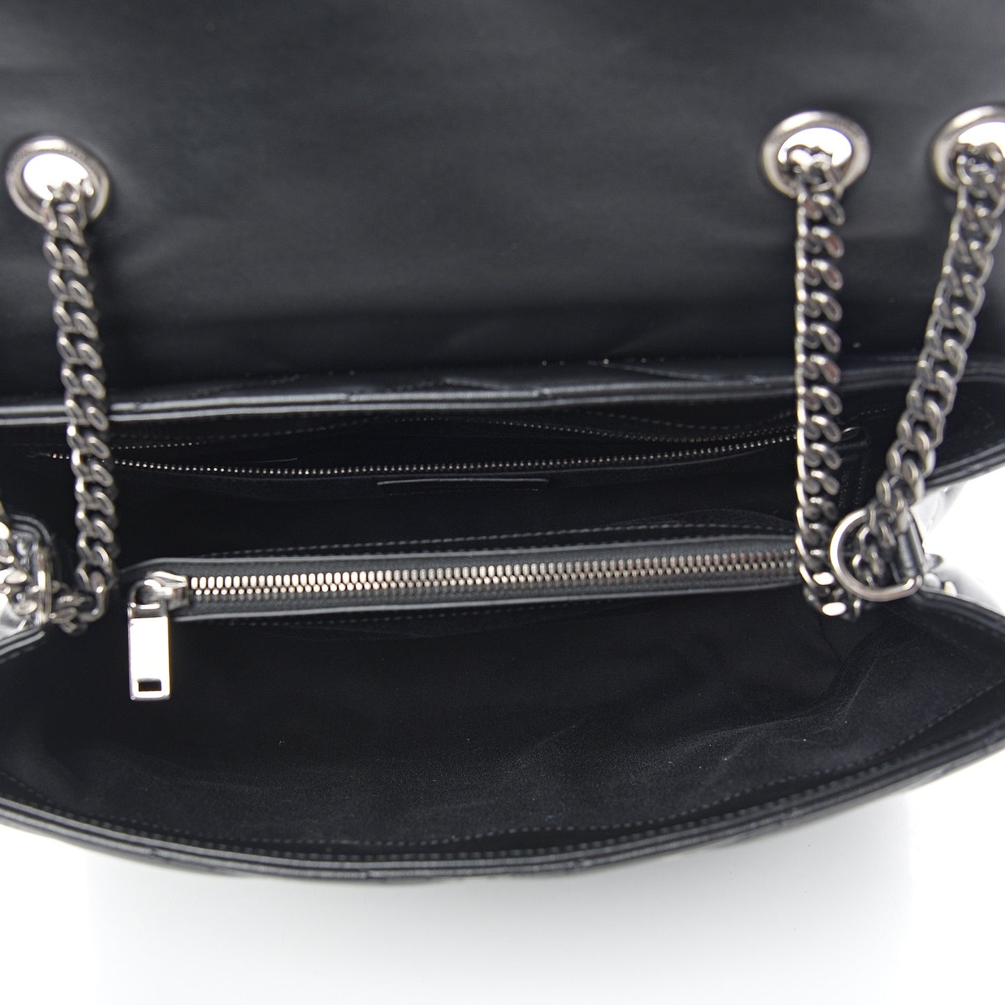 Calfskin Studded Y Quilted Monogram Medium Loulou Chain Satchel Black