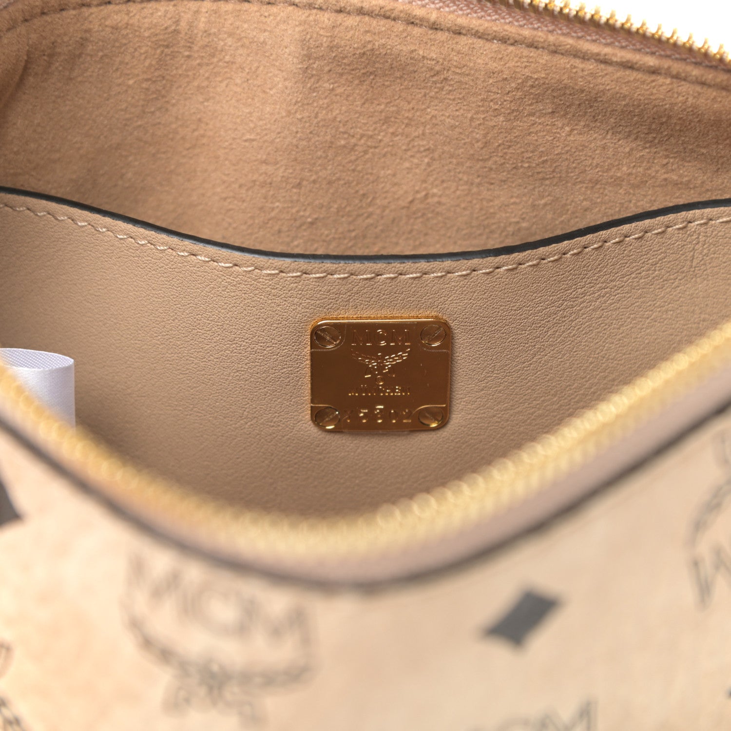 MCM Visetos Medium Millie Chain Crossbody Bag Beige 6 of 10