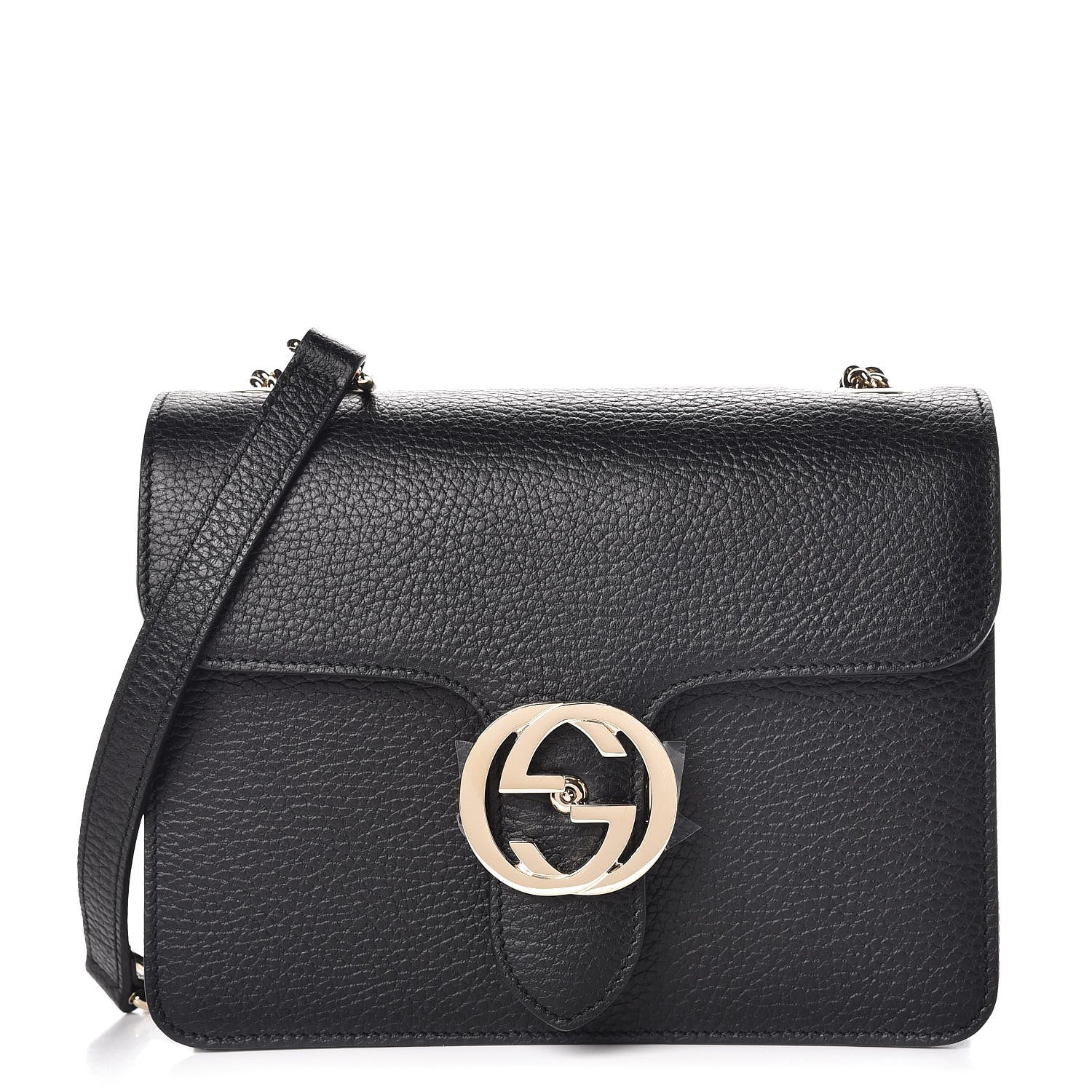 Gucci Dollar Calfskin Small Interlocking G Shoulder Bag Black 1 of 7