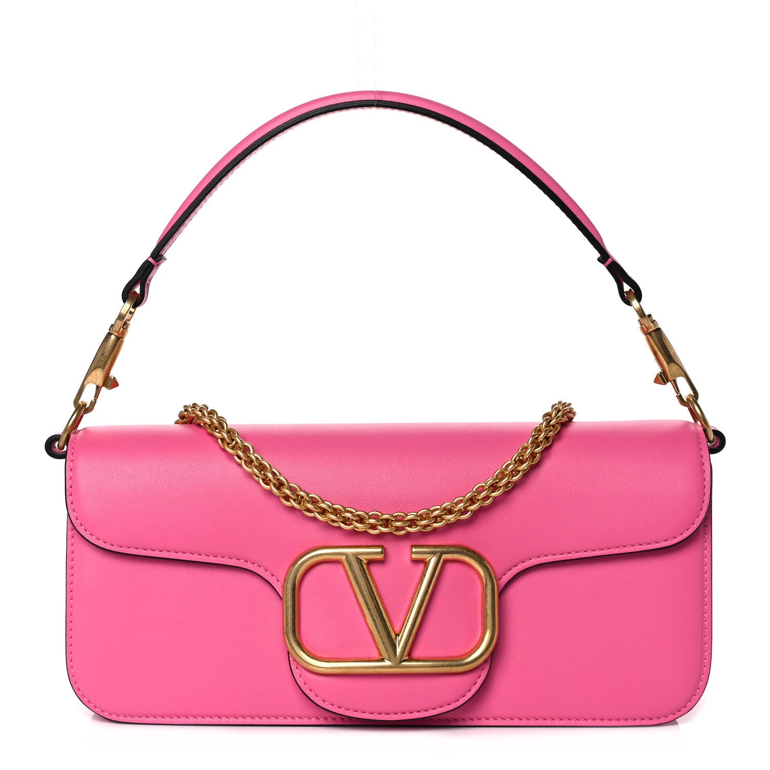 Valentino Garavani Calfskin Vlogo Loco Shoulder Bag Feminine Pink 1 of 12