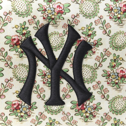 Gucci X MLB Satin Floral Print NY Yankees Patch Backpack Ivory Green 9 of 13