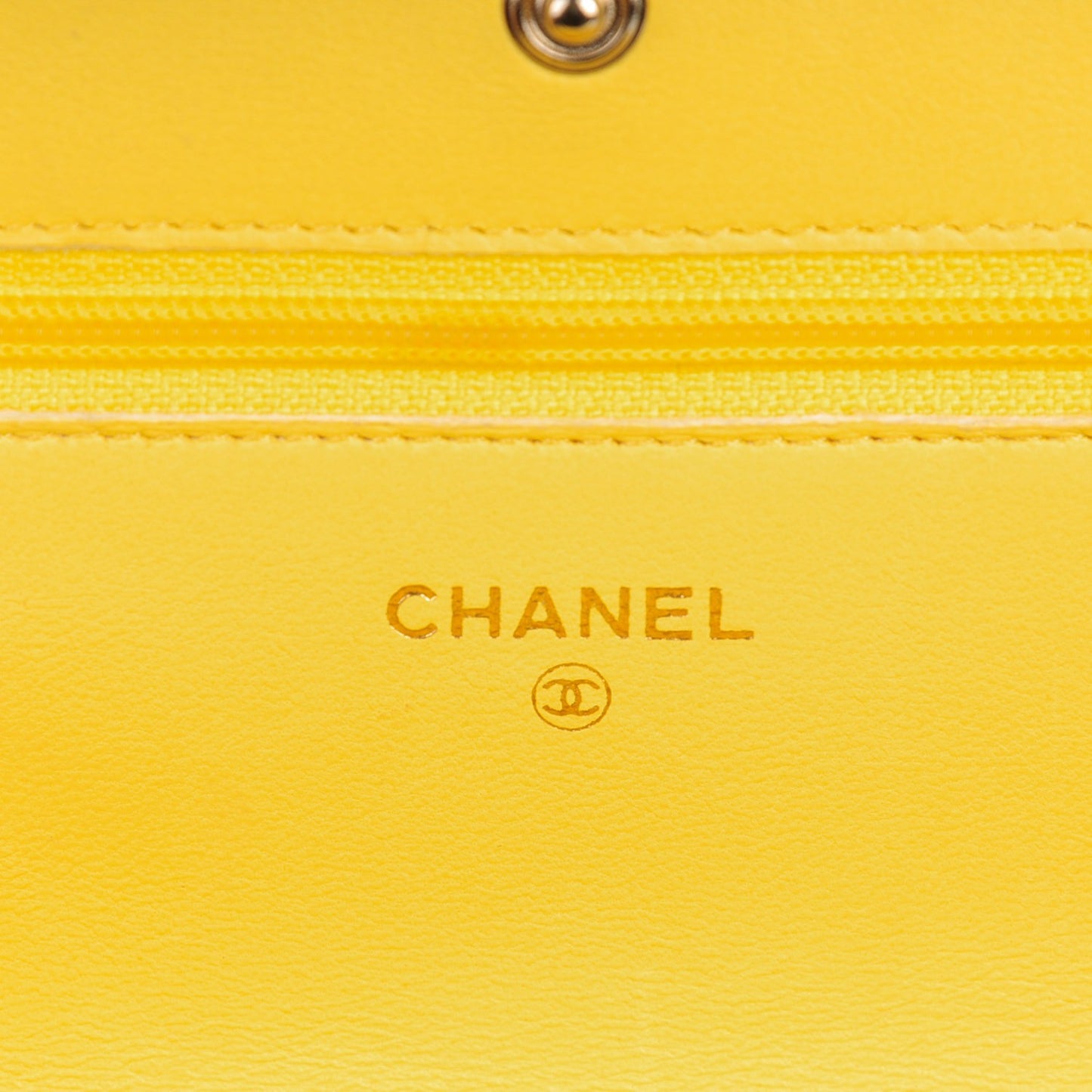 Lambskin Quilted Wallet on Chain WOC Yellow