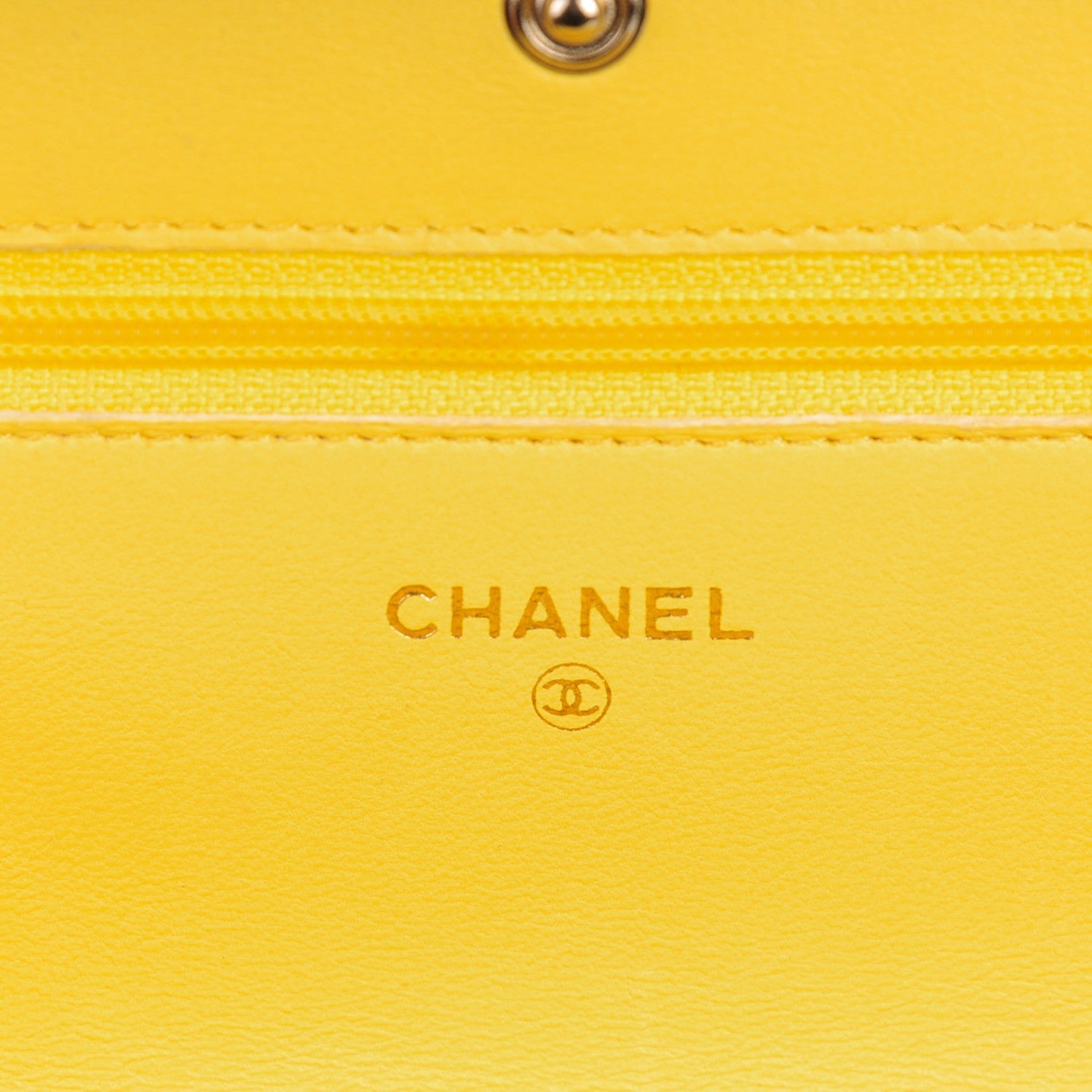 Chanel Lambskin Quilted Wallet on Chain WOC Yellow 6 of 9