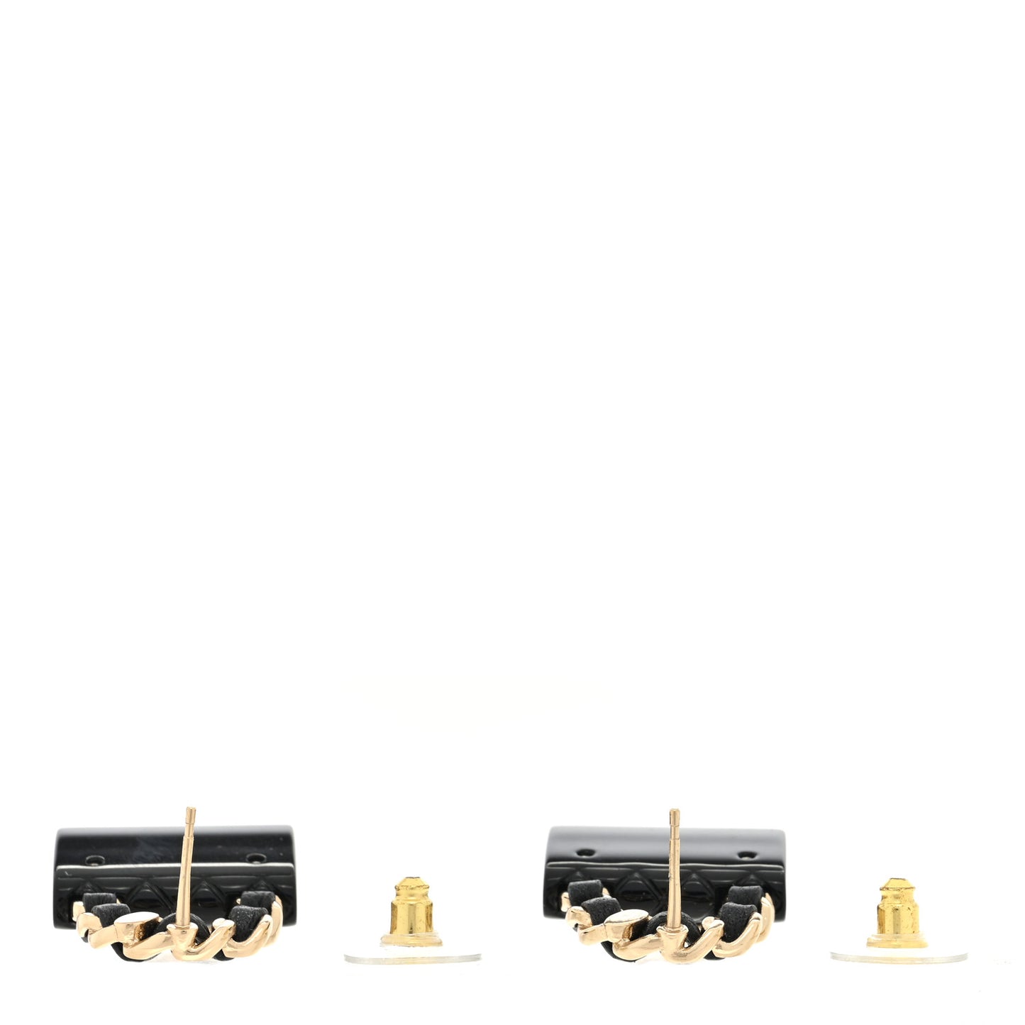 Metal Resin Lambskin Quilted CC Turnlock Chain Flap Bag Earrings Black Gold