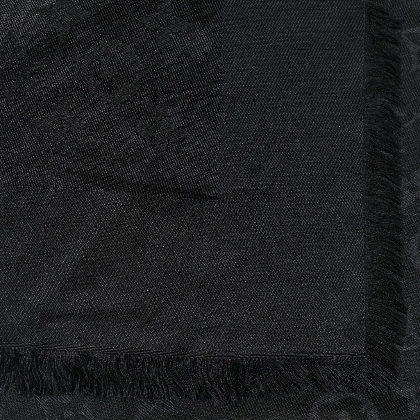 Silk Wool Monogram Shawl Black