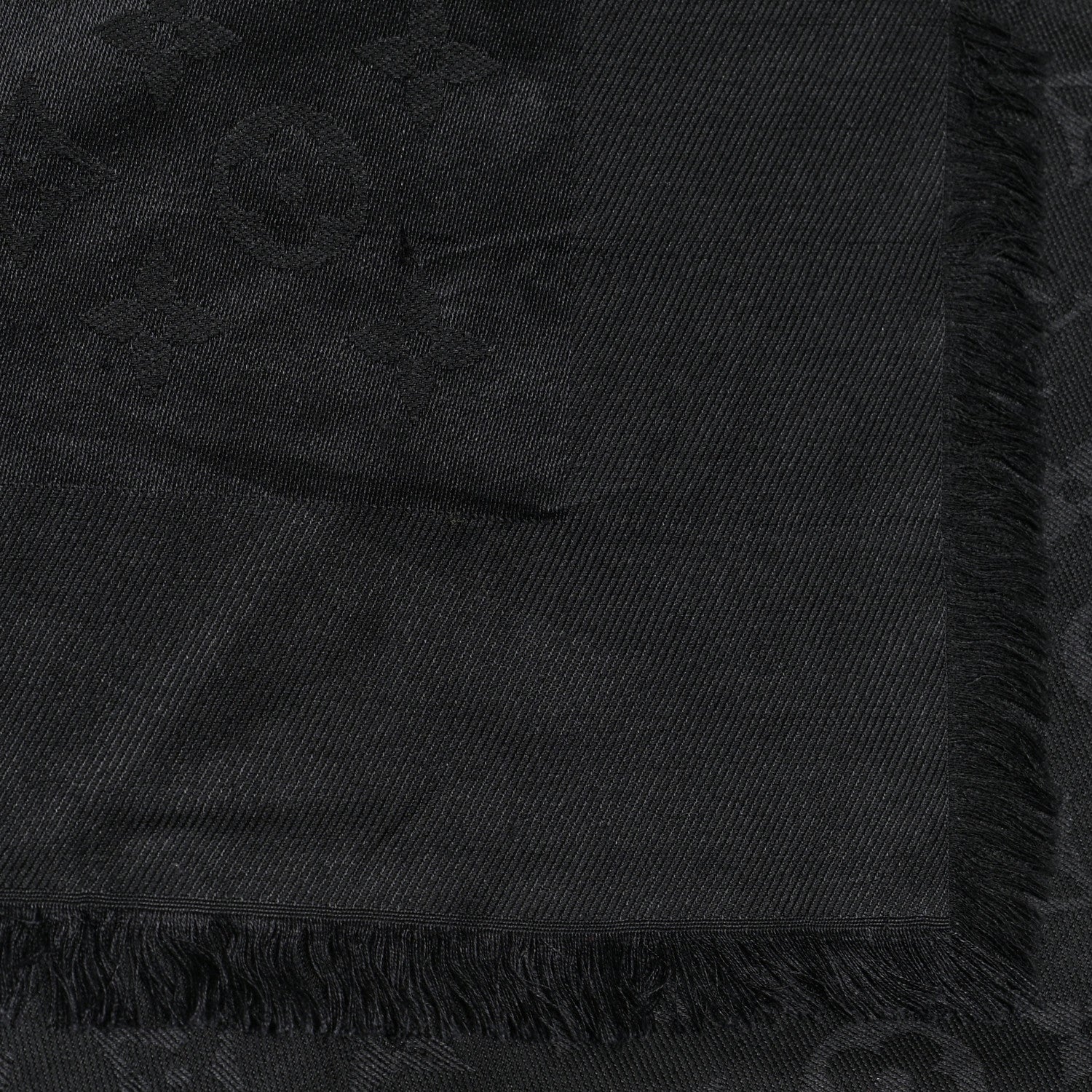 Louis Vuitton Silk Wool Monogram Shawl Black 4 of 5