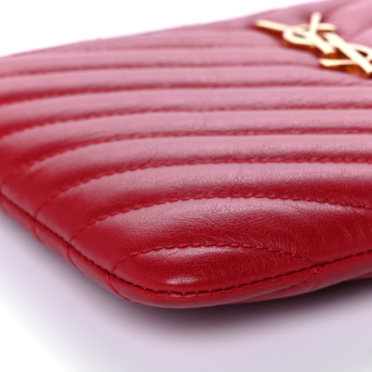 Calfskin Matelasse Chevron Monogram Pouch Red