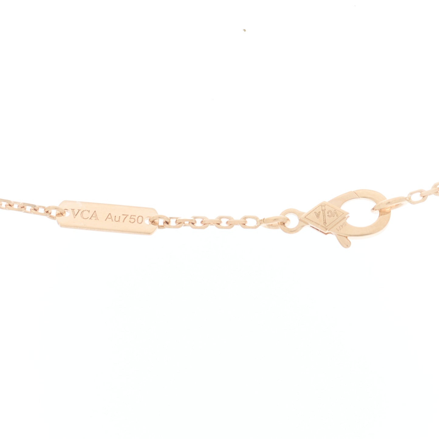 18K Rose Gold Diamond Pink Mother of Pearl Vintage Alhambra Pendant Necklace