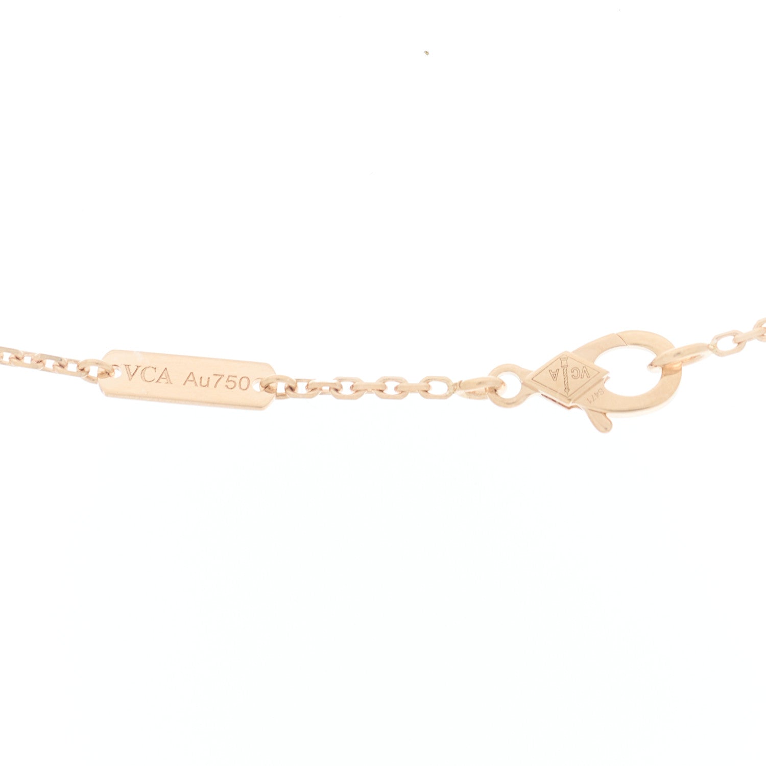 Van Cleef & Arpels 18K Rose Gold Diamond Pink Mother of Pearl Vintage Alhambra Pendant Necklace 4 of 6