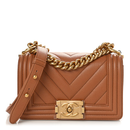 Chanel Caviar Chevron Quilted Small Boy Flap Brown 1 of 10
