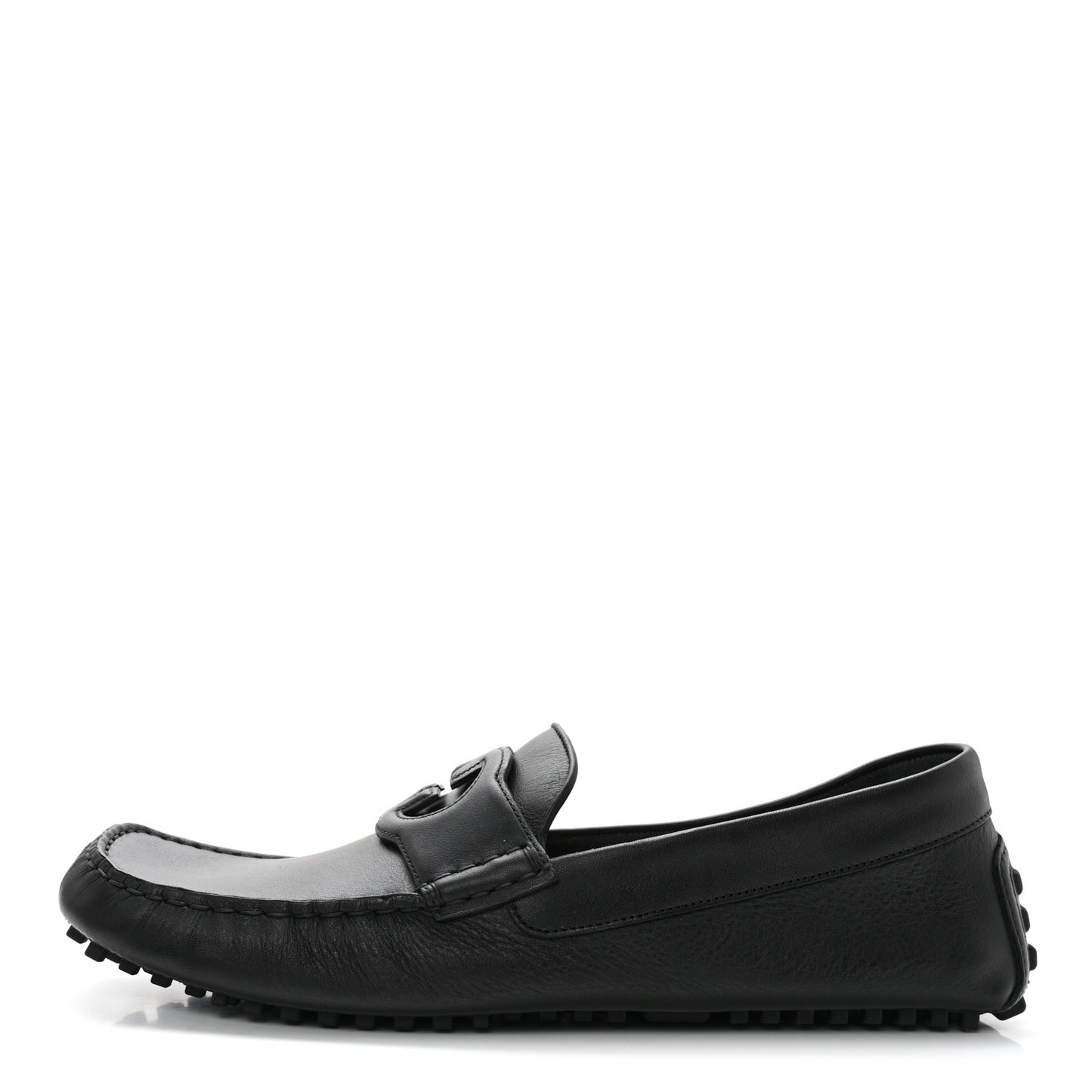 Soft Clove Calfskin Mens Interlocking G Driver Loafers 11 Black