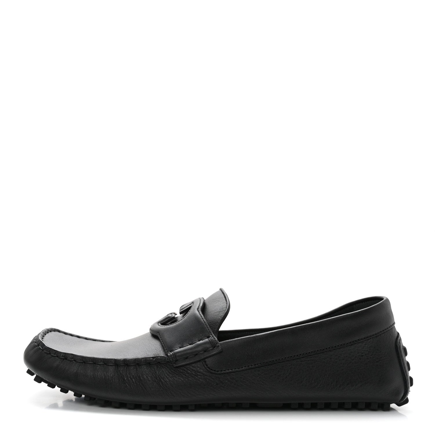 Gucci Soft Clove Calfskin Mens Interlocking G Driver Loafers 11 Black 1 of 10