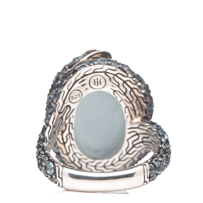 John Hardy Sterling Silver Diamond Blue Topaz Aquamarine Legends Cobra Ring 54 6.75 5 of 6