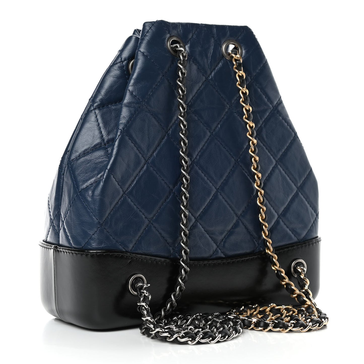 Aged Calfskin Quilted Small Gabrielle Backpack Blue Black
