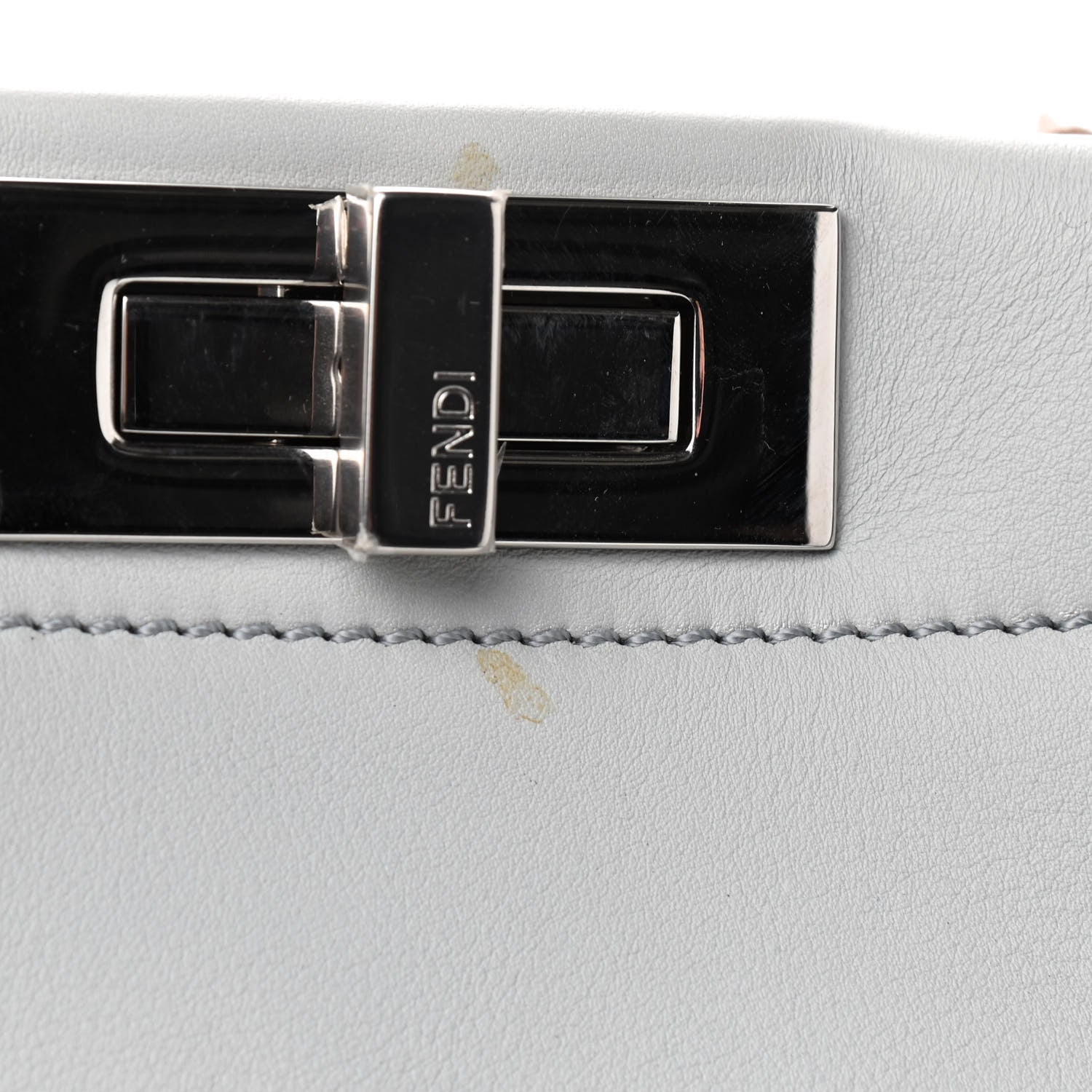 Fendi Vitello Seta Shiny Nappa Pearl Scalloped Studded Floral Embroidered Medium Peekaboo Iconic Satchel Grigio Perla Multicolor 9 of 11
