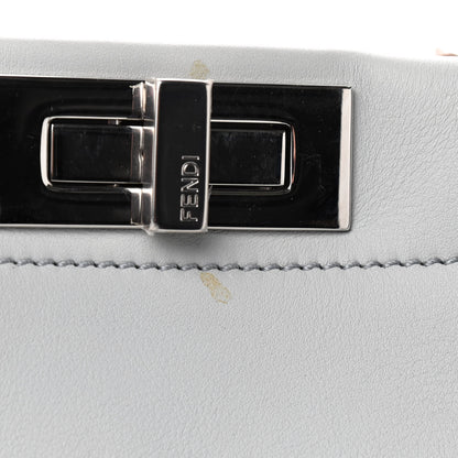 Fendi Vitello Seta Shiny Nappa Pearl Scalloped Studded Floral Embroidered Medium Peekaboo Iconic Satchel Grigio Perla Multicolor 9 of 11