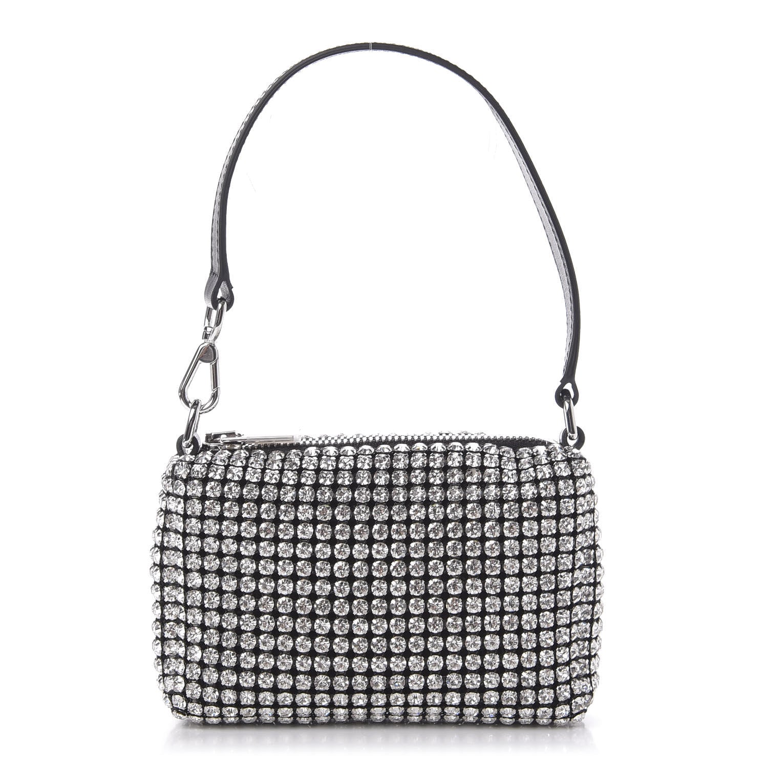 Alexander Wang Mesh Crystal Rhinestone Mini Heiress Pouch Black Silver 1 of 9