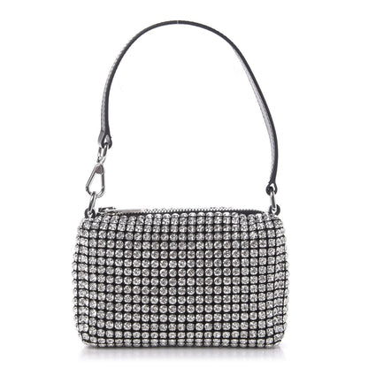Alexander Wang Mesh Crystal Rhinestone Mini Heiress Pouch Black Silver 1 of 9