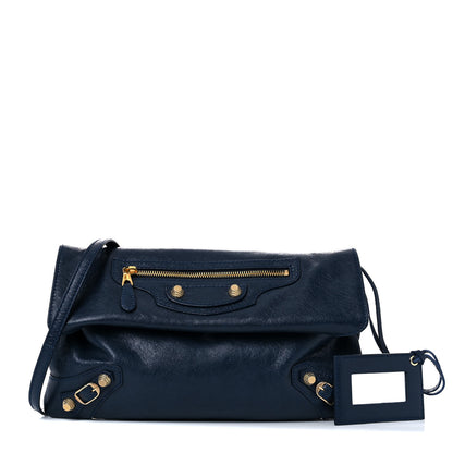 Balenciaga Agneau Giant 12 Gold Hardware Envelope Strap Clutch Bleu Obscur 1 of 10