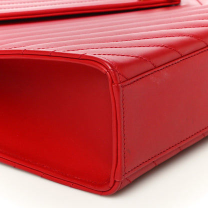 Saint Laurent Smooth Calfskin Matelasse Chevron Large Monogram Satchel Red 8 of 12