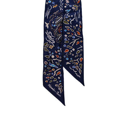 Hermes Silk Les Cles A Pois Twilly Marine Gris Argent 2 of 4