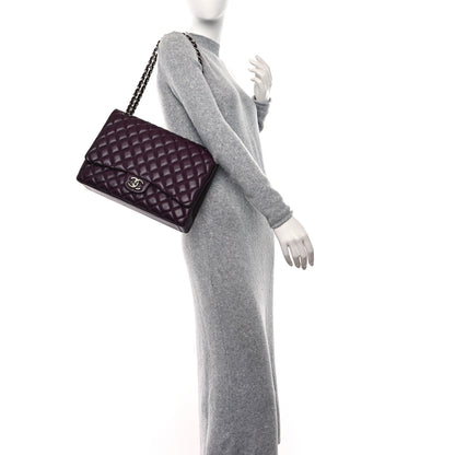 Chanel Lambskin Quilted Maxi Double Flap Plum 2 of 13
