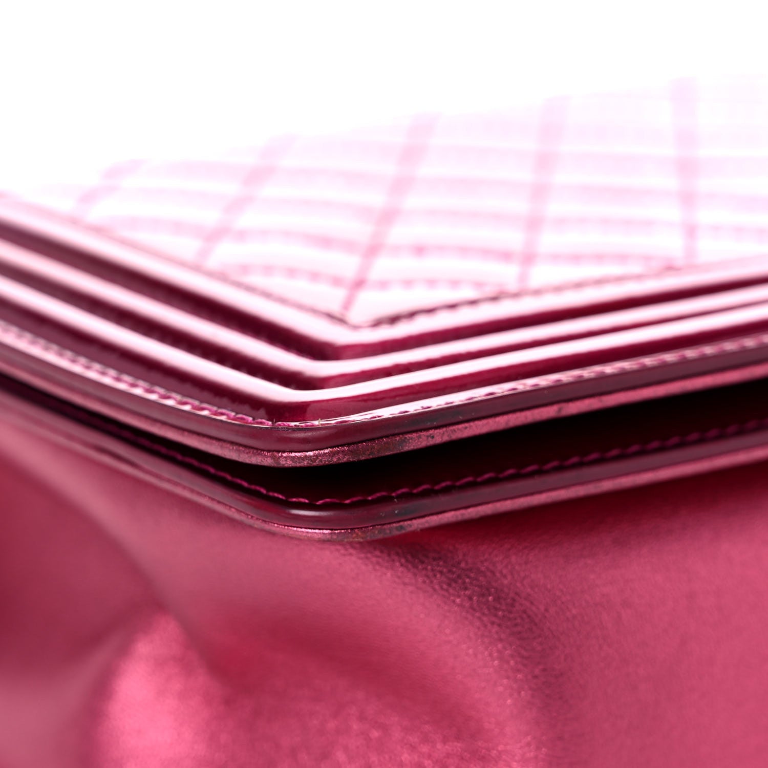 Chanel Metallic Patent Quilted New Medium Boy Flap Fuchsia 5 of 19