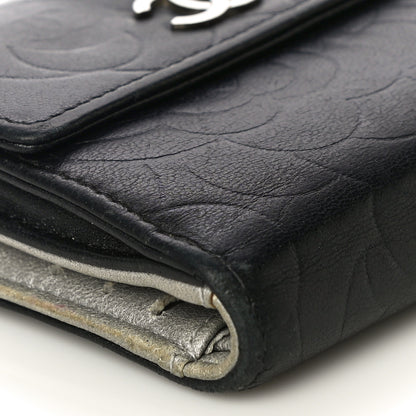 Chanel Lambskin Embossed Camellia French Wallet Black 9 of 21